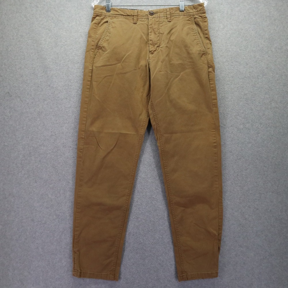 Denim & Flower Pants Mens 32x28 Slim‎ Fit Chino Casual Stretch Flat Front Brown